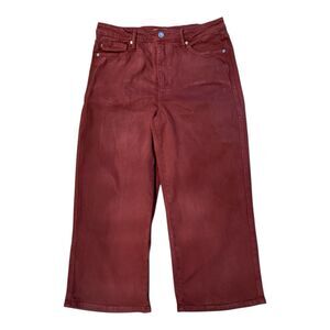 Judy Blue Jeans Womens 13/31 Oxblood High Waist Tummy Control Wide Crop Stretch‎